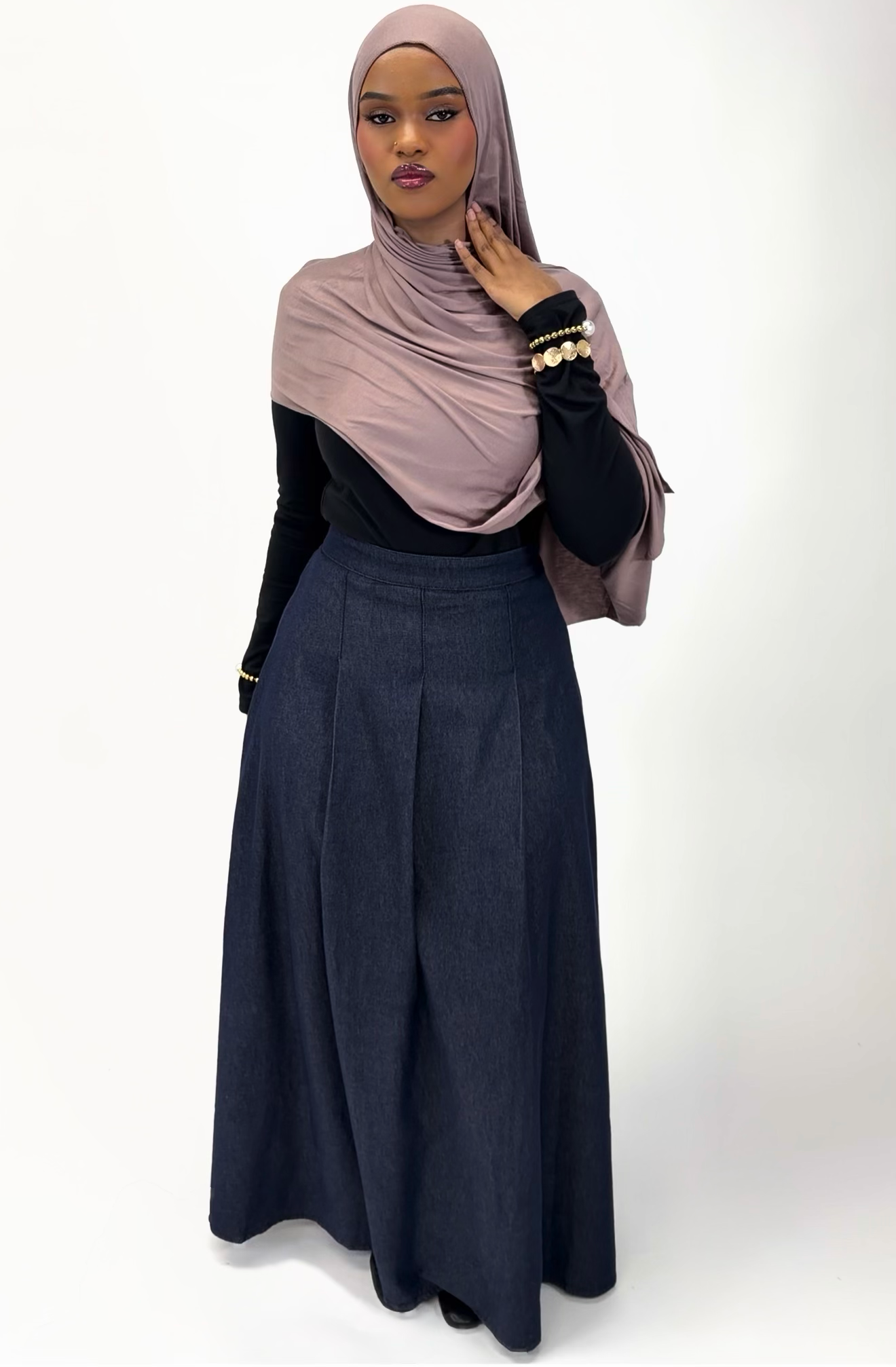 COTTON DENIM MAXI SKIRT