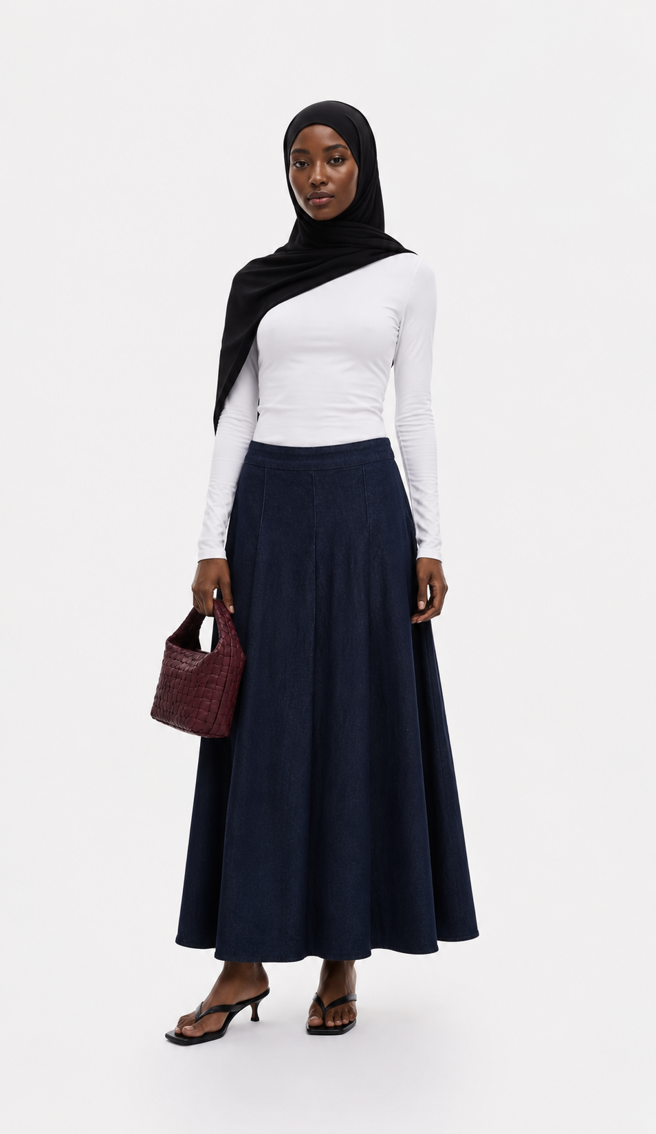 COTTON DENIM MAXI SKIRT