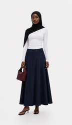 COTTON DENIM MAXI SKIRT