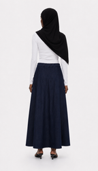 COTTON DENIM MAXI SKIRT
