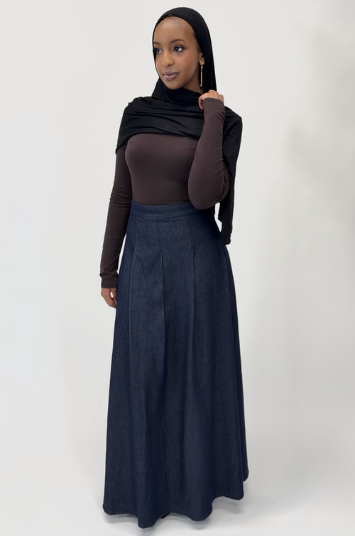 COTTON DENIM MAXI SKIRT