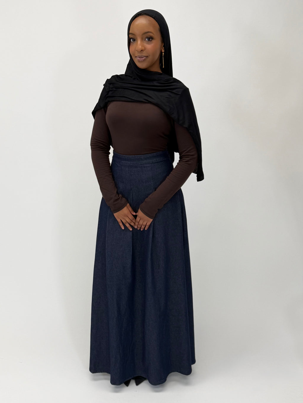 COTTON DENIM MAXI SKIRT
