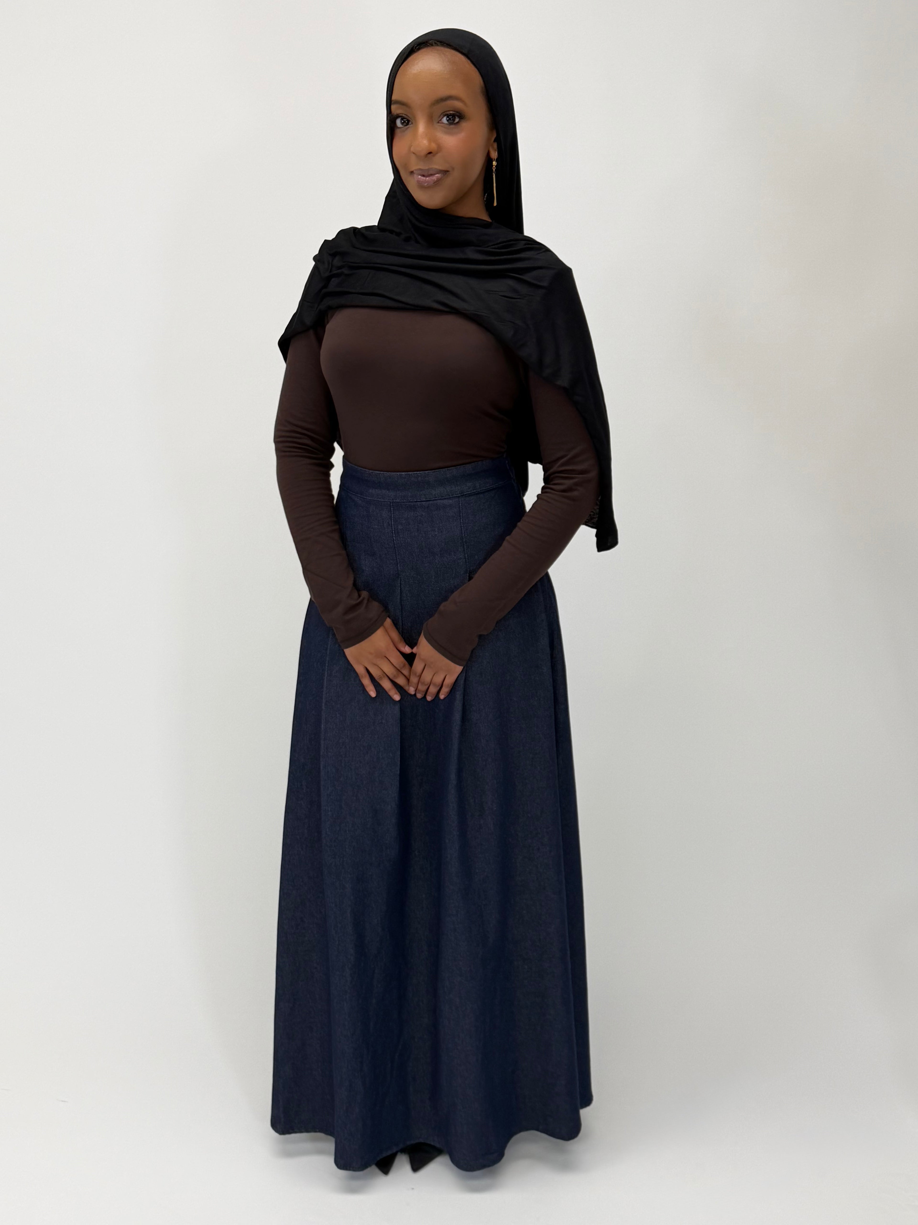 COTTON DENIM MAXI SKIRT