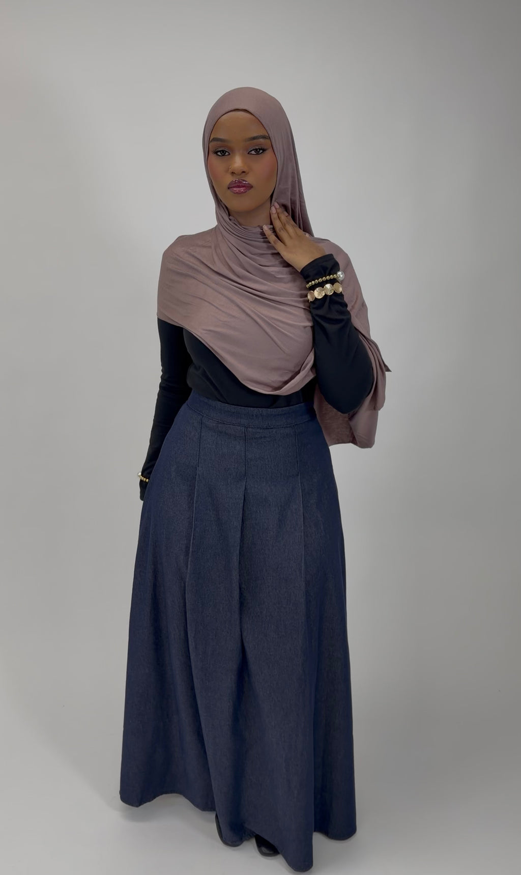 COTTON DENIM MAXI SKIRT
